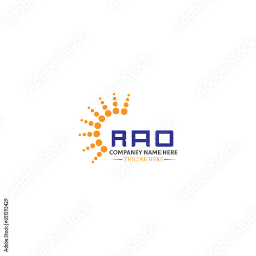 RAO letter logo design in 3 style. RAO polygon, circle, triangle, hexagon, flat and simple style with black and white color variation letter logo set in one artboard RAO logo, RAO.