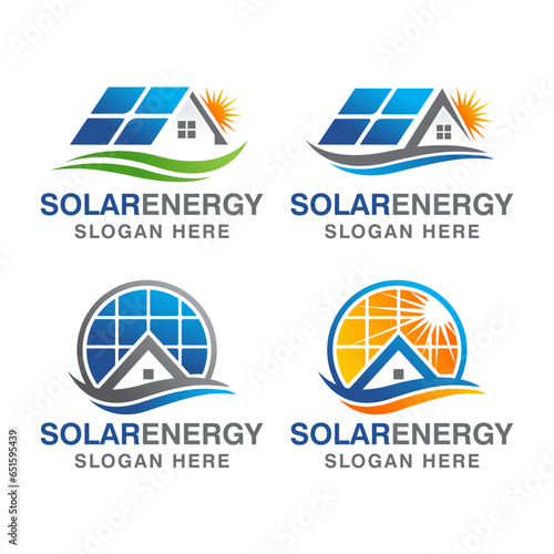 house solar energy logo design vector template