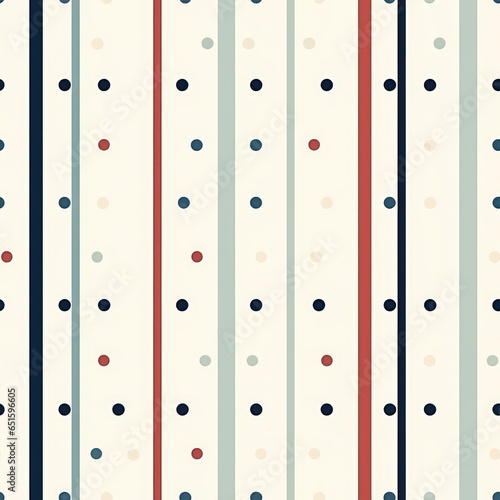 Stripes polka dots seamless pattern. Colourful modern striped background. Geometric tile with many vertical stripe and dot for poster, card, textile, wallpaper, banner, fabric, wrapping, prints.. © Oksana Smyshliaeva