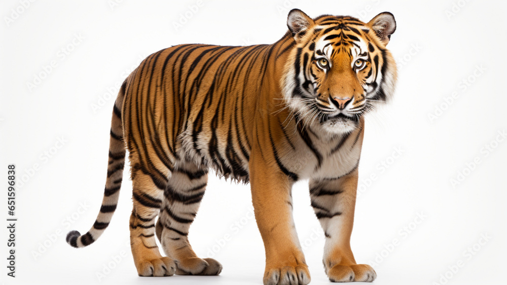 a close up photo of a tiger isolated on a transparent white background