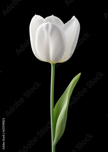 white tulip isolated on black