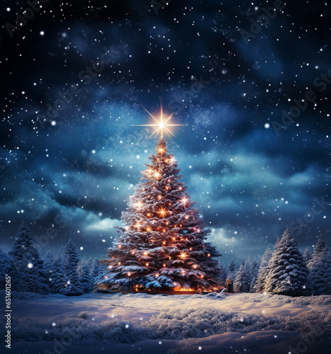 christmas tree in the night © Alezhano