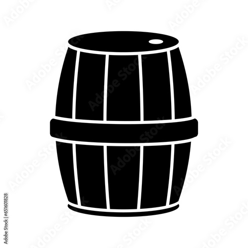 Old wooden wine barrel. Barrel shadow vector.