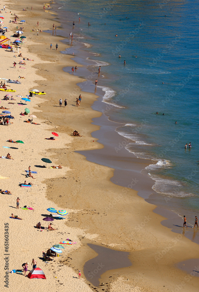 Europe, Portugal, Algarve, Lagos, Porto de Mos beach, view from high cliff Europe, Portugal, Algarve, Lagos, Porto de Mos beach, view from high cliff