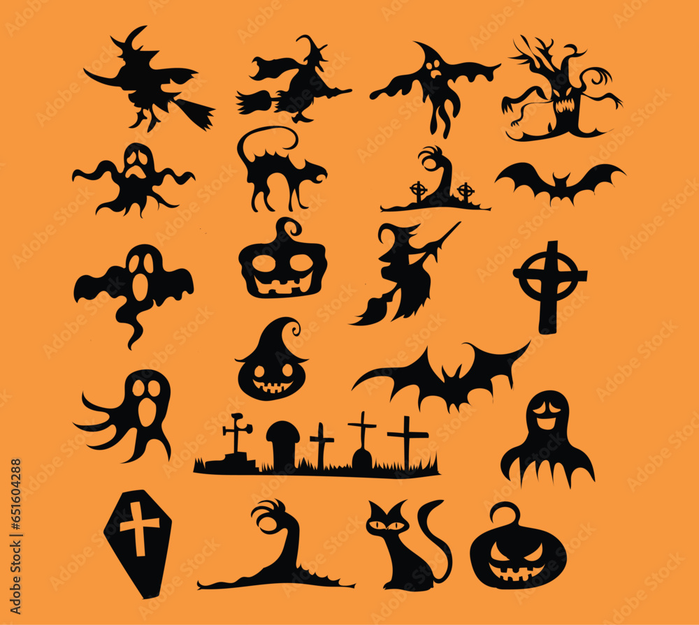 halloween background with pumpkin Halloween sticker Happy Halloween . set of Halloween Scary vector
