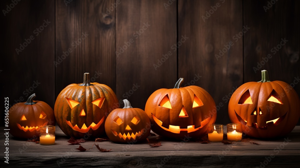 Fototapeta premium halloween pumpkin on table