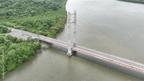 Aerial view of the Puente de La Amistad over the Tempisque River in Guanacaste, Costa Rica photo