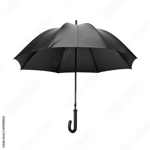 Open black umbrella on transparent background
