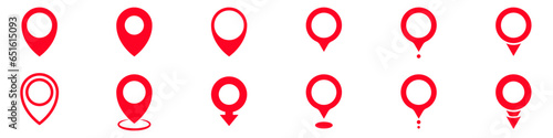 Set of location labels. Map pointer icon, location markers in red. Set of vector location icons isolated on white background. Stock illustration EPS 10 photo