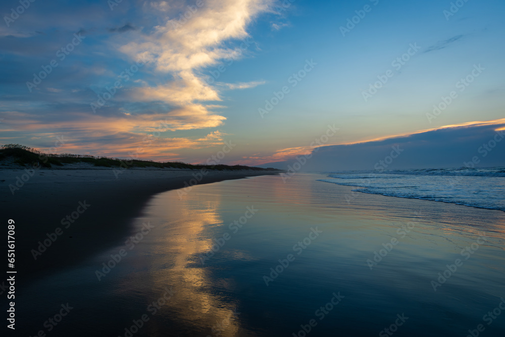 Sunrise over the lifeguarded beach on Ocracoke Island.