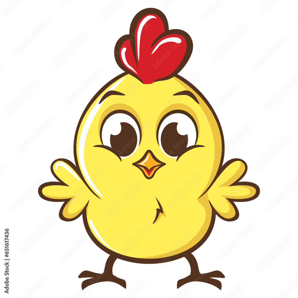 Obraz premium cute cartoon illustration of adorable standing chick character