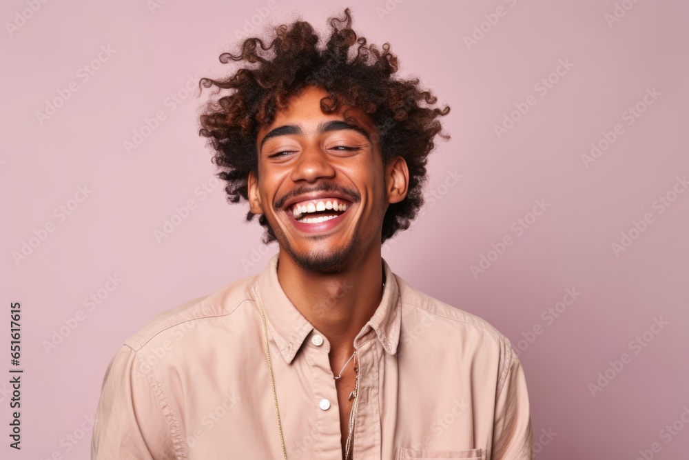 A jubilant individual with tousled locks and a bright grin adorns the wall, donning a stylish shirt that accentuates their neck and jawline, exuding pure joy and warmth in an indoor setting A jubilant individual with tousled locks and a bright grin adorns the wall, donning a stylish shirt that accentuates their neck and jawline, exuding pure joy and warmth in an indoor setting