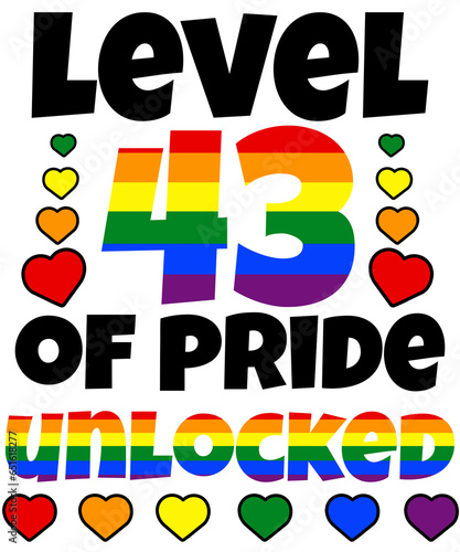Level 43 of Pride Unlocked Rainbow LGBT 43rd Birthday