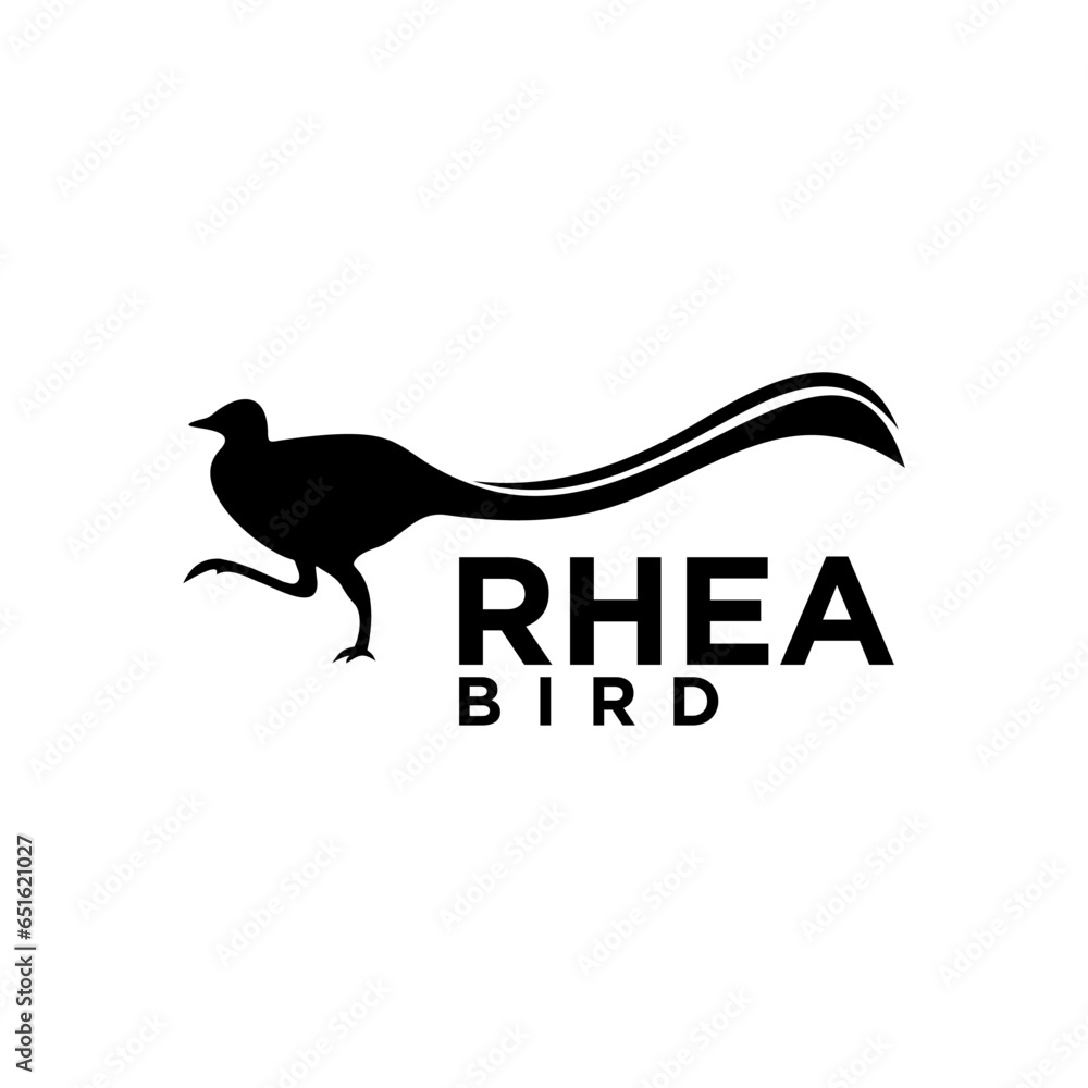 Fototapeta premium Black rhea bird logo design