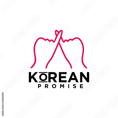 Korean pinky swear promise hand gesture logo design