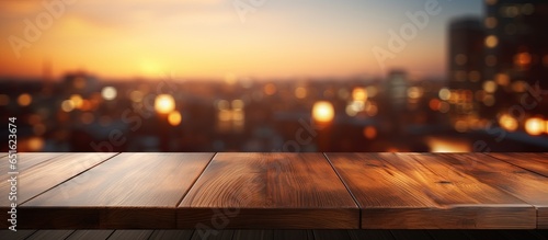 Blurry background shot of a wooden table in close up using ing