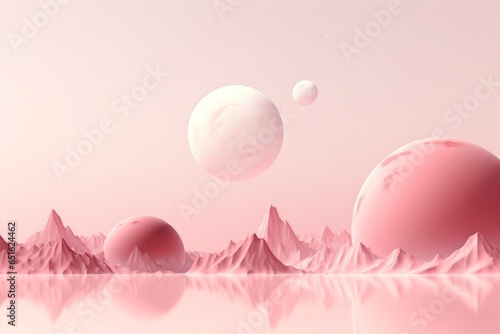 A minimalist representation of planets bathed in varying shades of pink, exuding an ethereal charm and showcasing a chic, contemporary celestial depiction.