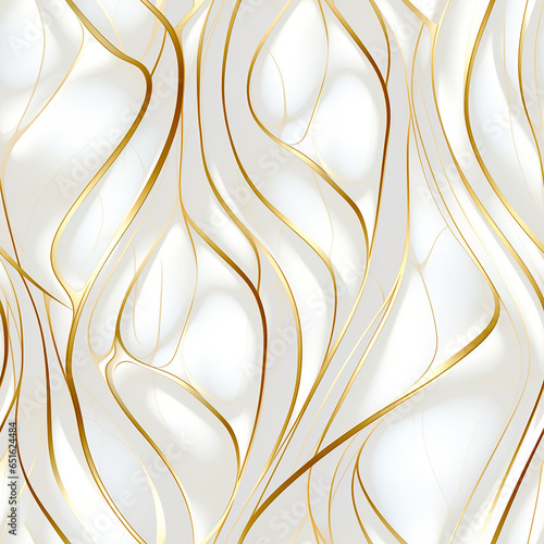 Golden Waves Seamless Pattern