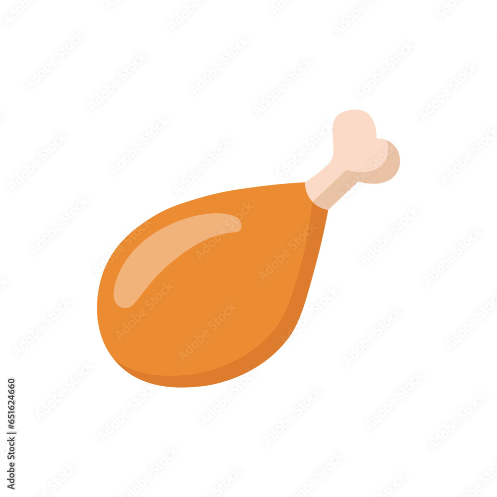 Chicken leg icon in flat style. Fast food menu vector illustration on isolated background. Drumstick sign business concept. Chicken leg icon in flat style. Fast food menu vector illustration on isolated background. Drumstick sign business concept.