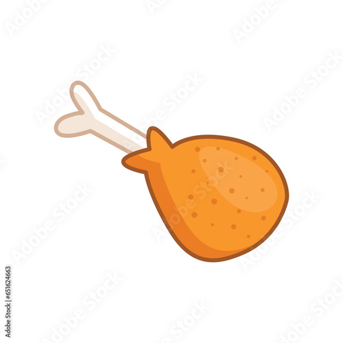 Chicken leg icon in flat style. Fast food menu vector illustration on isolated background. Drumstick sign business concept.
