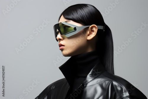 minimalistic gender neutral clothing showcase photo with Fashion model