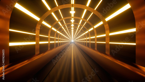 Shining Lights Under Passage Tunnel Background 3d rendering
