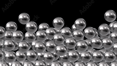 Stacked pachinko metal spheres 3d rendering