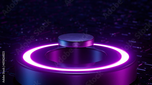 Glow neon light superconductor 3d rendering