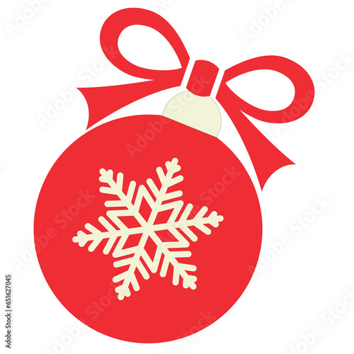 Christmas ball. Red decor christmas tree ball with stars ans snowflakes for your design. Vector illustration