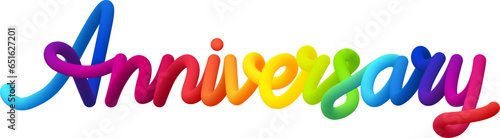 Anniversary fluid 3d twist text made of blended colorful circles.