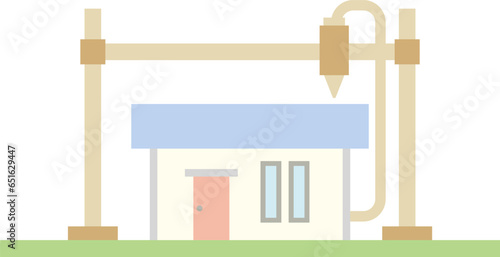 コンパクトな平屋住宅を3Dプリンタで建設したイラスト