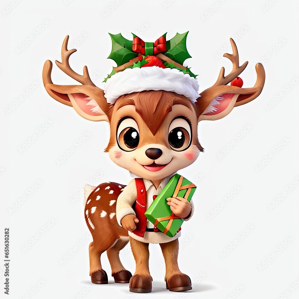 Free Crafting Christmas Magic 3D sticker template with Rudolph reindeer Generative AI