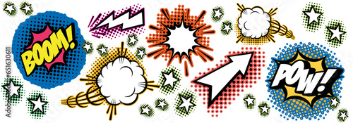 Comics pattern with vintage, retro elements. 