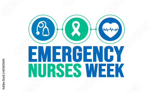 October is Emergency Nurses Week background template. Holiday concept. background, banner, placard, card, and poster design template with text inscription and standard color. vector illustration.
