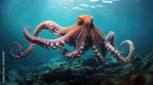 Fascinating Giant Octopus in Its Enigmatic Underwater Habitat - A Marvel of the Deep Sea