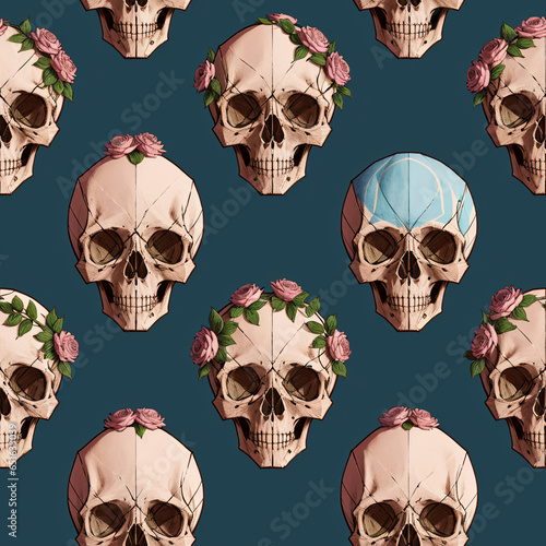 a seamless pattern of skulls