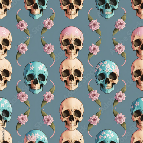 a seamless pattern of skulls
