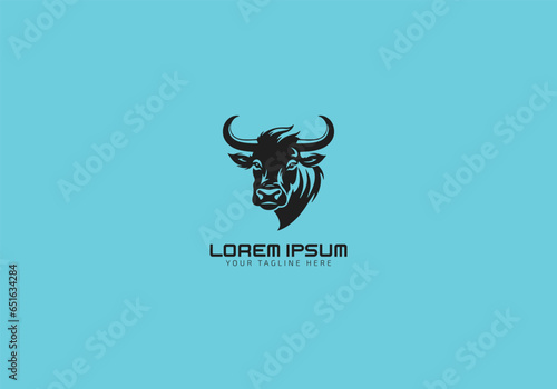 drawing art Black elegant head bull cow ox buffalo logo design inspiration