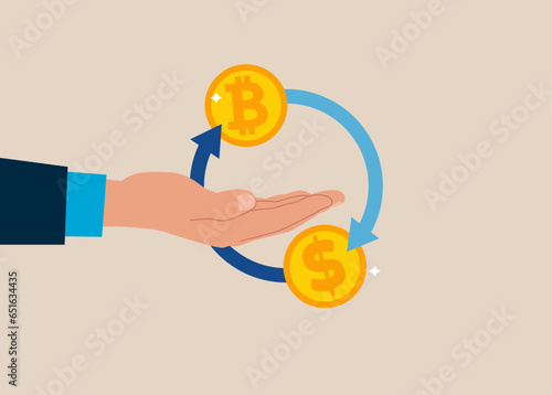 Currency exchange. Money conversion. Flat vector illustrations.