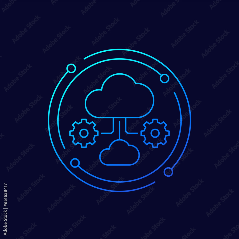 cloud computing architecture icon, linear design cloud computing architecture icon, linear design