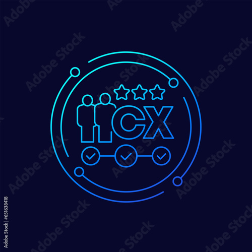 Customer experience, CX icon, linear design