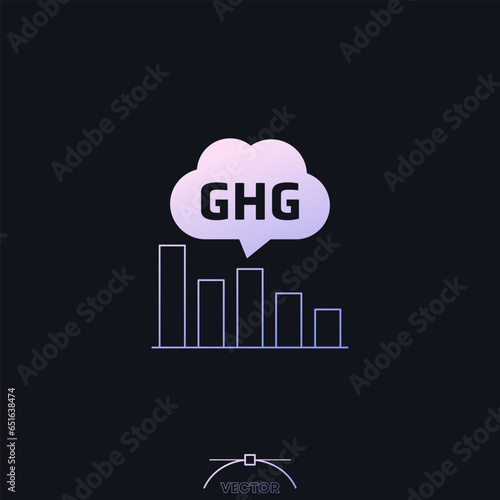 GHG, greenhouse gas emissions chart vector icon