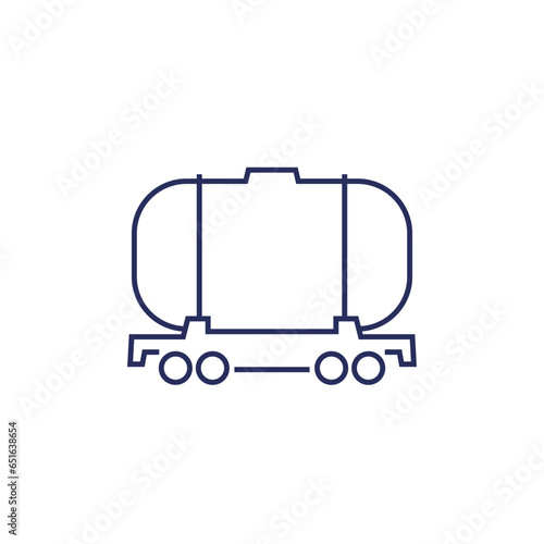 tank wagon, cargo train tanker line icon