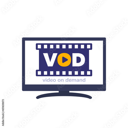 VOD, video on demand icon with a tv