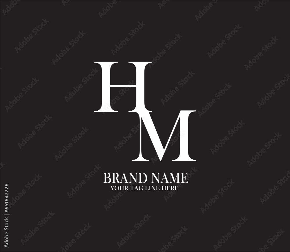 HM letter logo.Alphabet letters Initials Monogram logo. backround with black. HM letter logo.Alphabet letters Initials Monogram logo. backround with black.