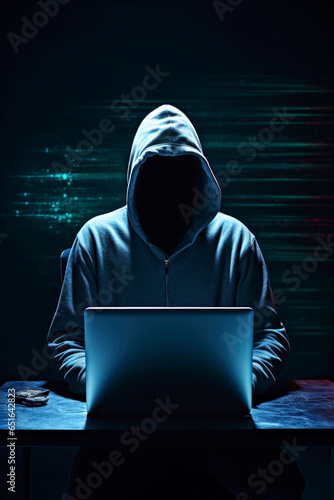 Generative AI illustration of a mysterious cybercriminal hacker