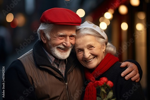 An old couple smiling together
