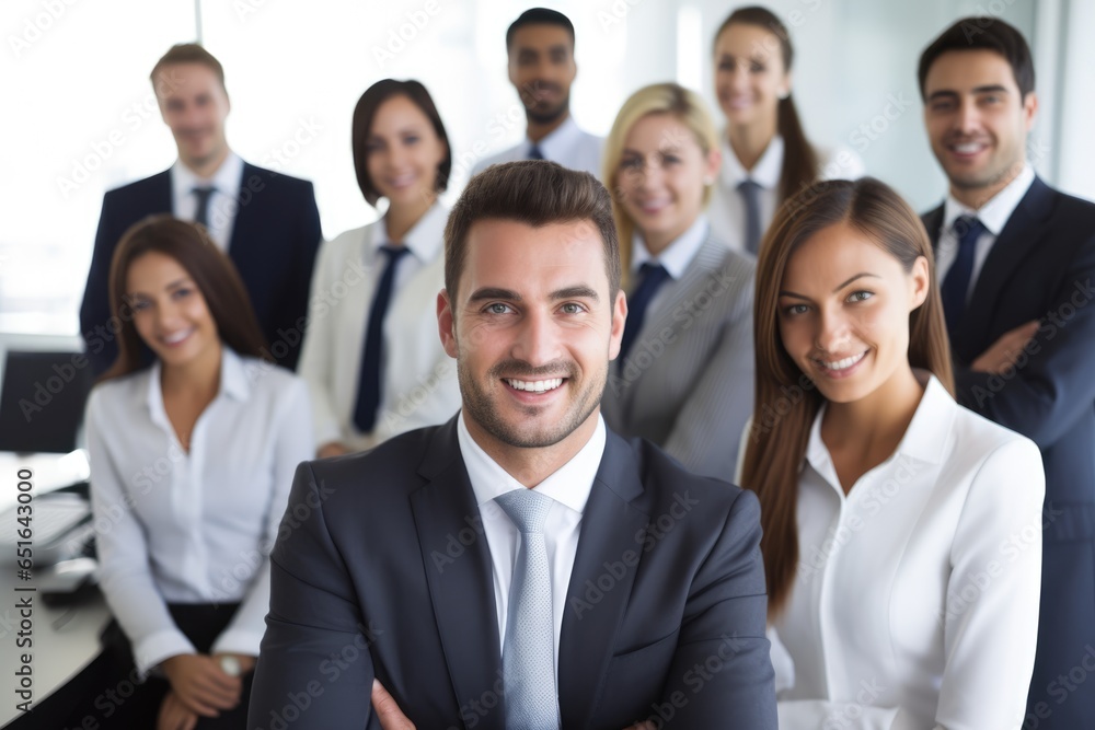 Happy group of businesspeople on presentation Happy group of businesspeople on presentation
