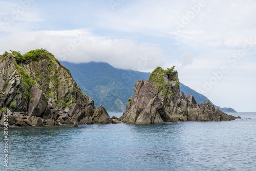 Sea coastline in Fenniaolin district at Taiwan photo