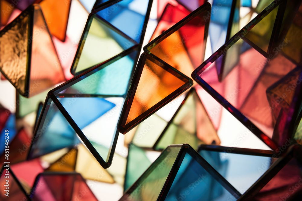 Colorful stained glass window abstract background - obrazy, fototapety, plakaty 